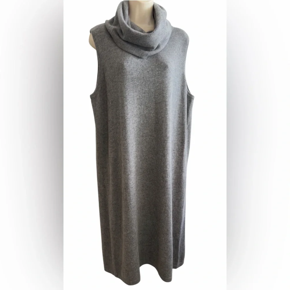 Ralph Lauren Silk Cashmere Cowl Neck Sleeveless Gray Midi Sweater Dress Size XL - Picture 5 of 10